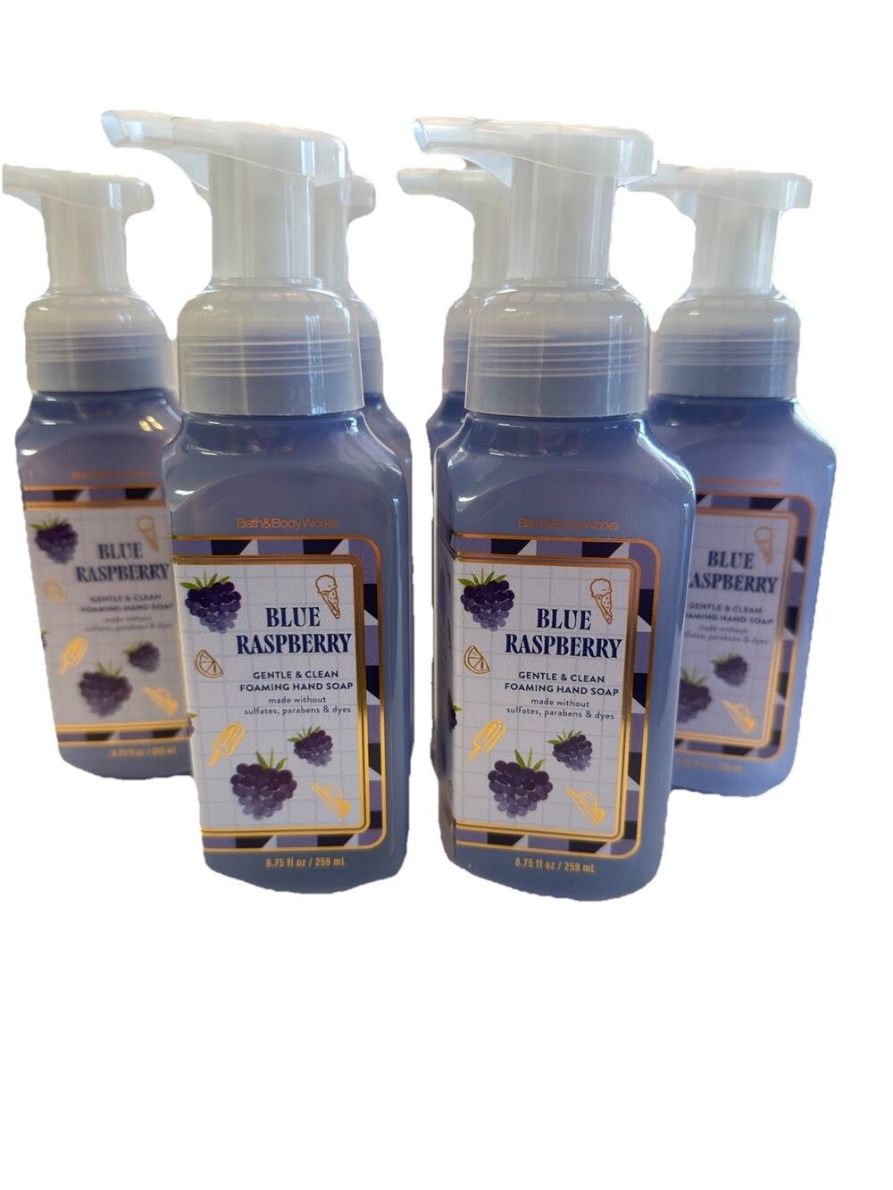 Set Of 5 Bath & Body Works Blue Raspberry Foaming Hand Soap 8.75 Fl OZ